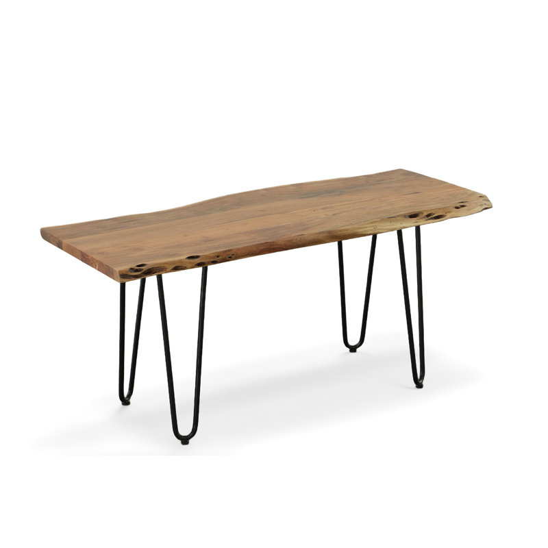 Jacora Solid Wood Top Single Coffee Table, Natural/Black
