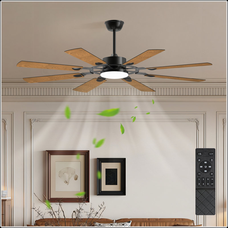 Ventilateur de plafond de 60 pouces avec lumières, télécommande, 8 pales en contreplaqué, moteur à courant continu réversible à 6 vitesses, 3CCT pour un éclairage polyvalent et une circulation d'air