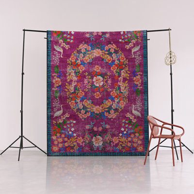 Tapis floral multicolore à motif floral multicolore