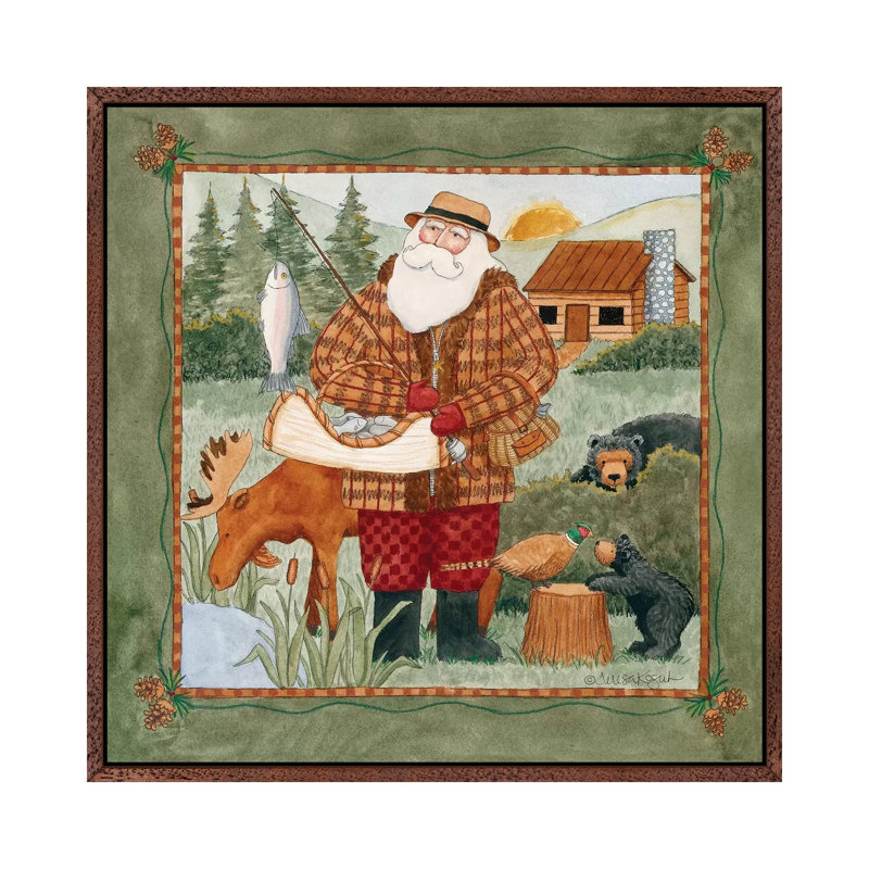 Catch Of The Day by Teresa Kogut - Painting on Canvas, 66.04cm H x 66.04cm W x 3.81cm D, Classic Brown Wood Floater Framed
