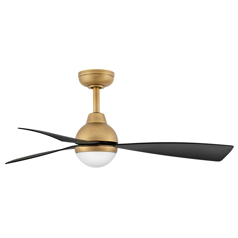 Ventilateur de plafond avec lumières DEL Brona, Laiton héritage / noir mat, 44"