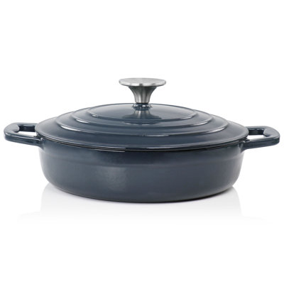 MegaChef MG-BRS22 2 Quarts Non-Stick Cast Iron Round Braiser with Lid