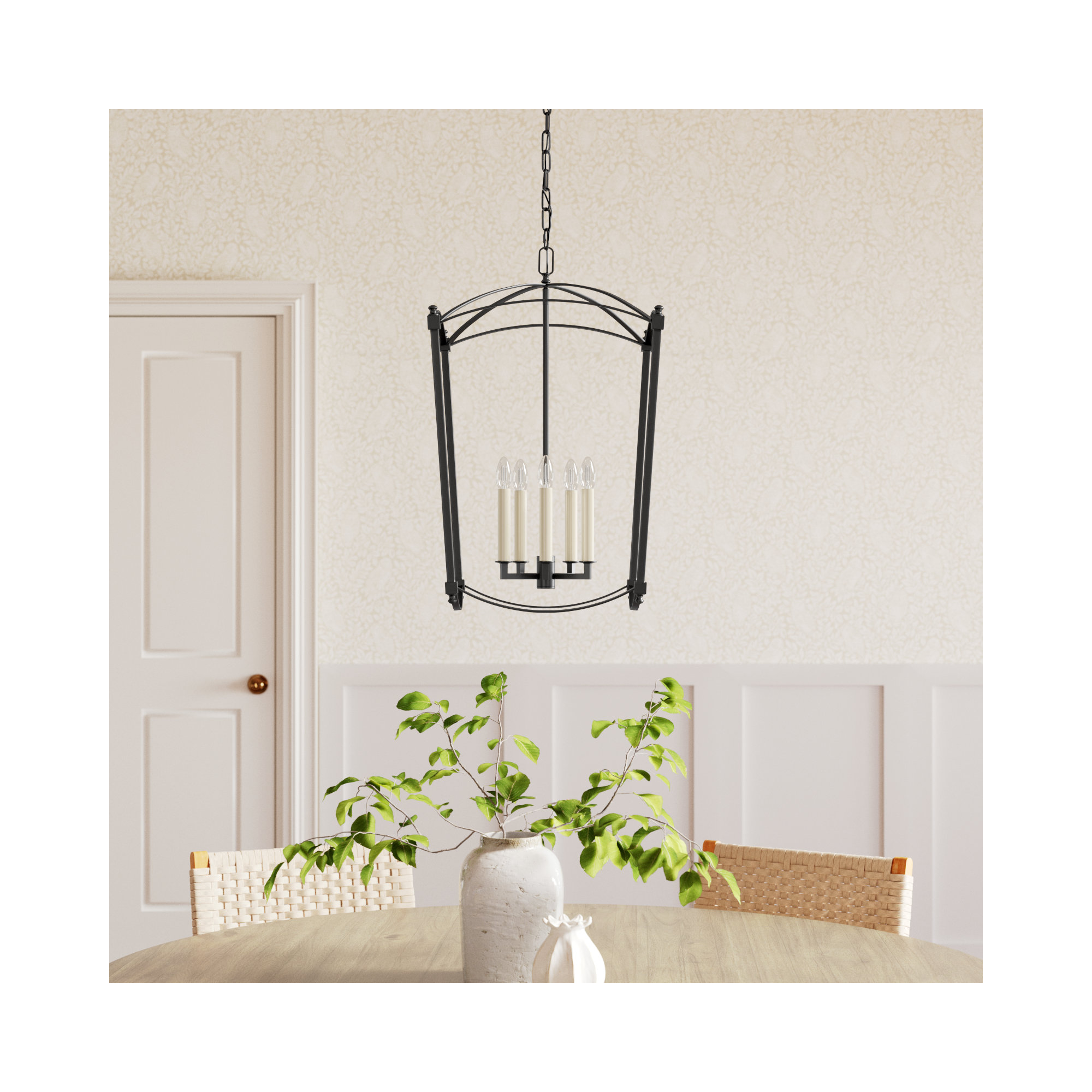 Olive 5-Light Dimmable Geometric Lantern Chandelier , Smith Steel
