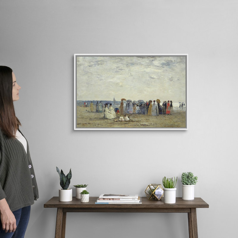 «Swimmers on Trouville Beach, 1869» par Eugene Louis Boudin - reproduction d'art sur toile, H 22 po x l 32 po x P 1,75po