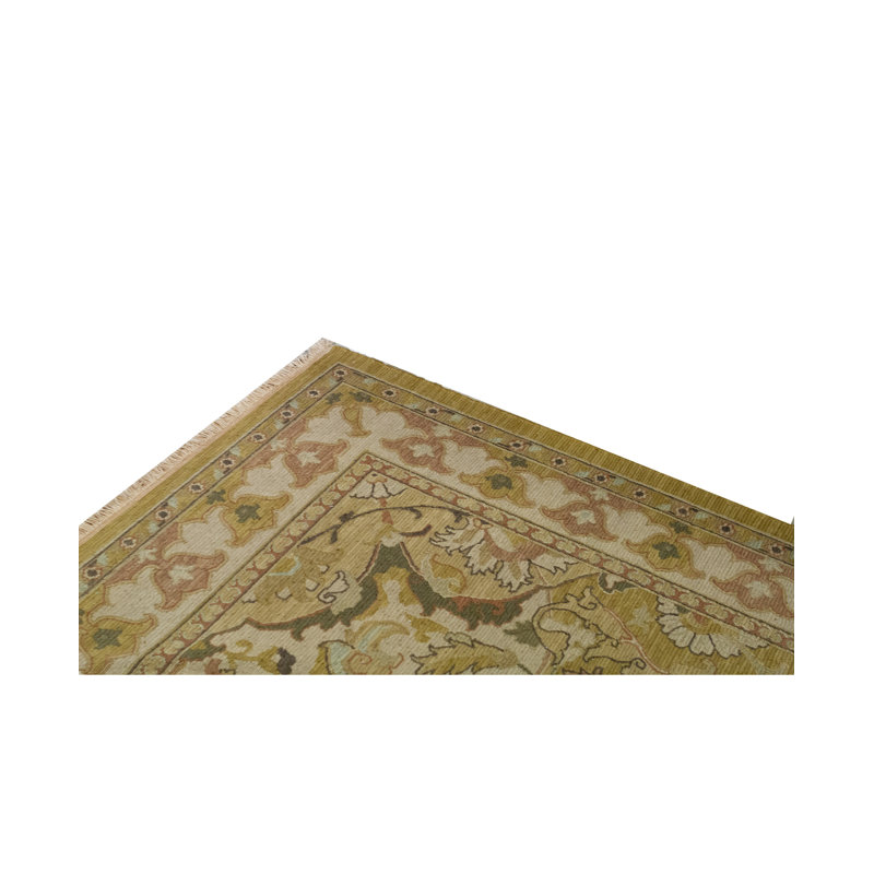 Hand-Knotted High-Quality Gold and Beige Area Rug, Rectangle 8' x 10'