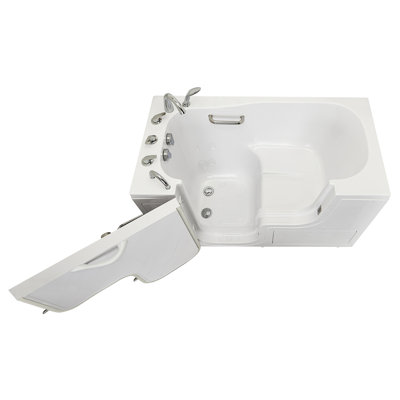 Ella Wheelchair Transfer 30"x60" Acrylic Soaking Walk-In-Bathtub, Left Outward Swing Door, 5 Piece Fast Fill Faucet, 2" Dual Drain
