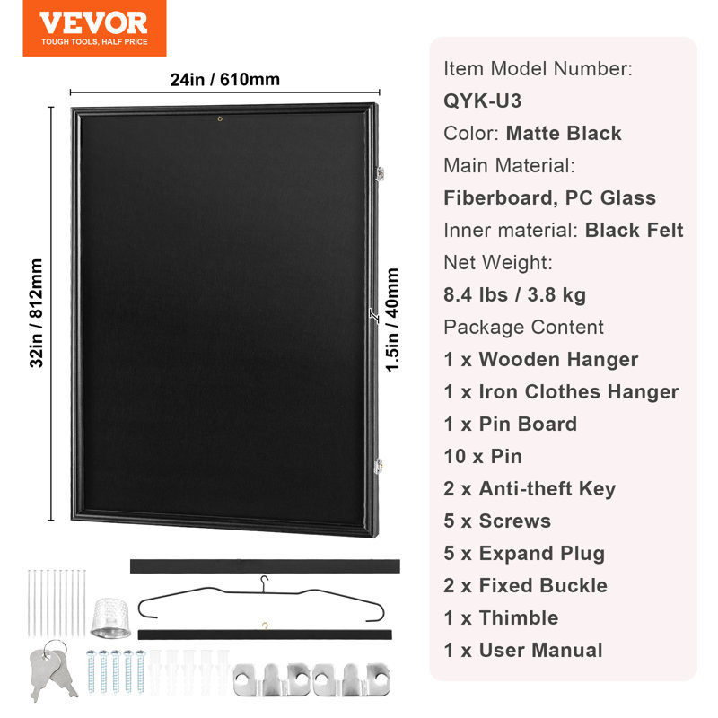Boîte-cadre verrouillable 23,3 x 31,2 x 1,5 po VEVOR Jersey, H 32 po x l 24 po x P 1,5 po