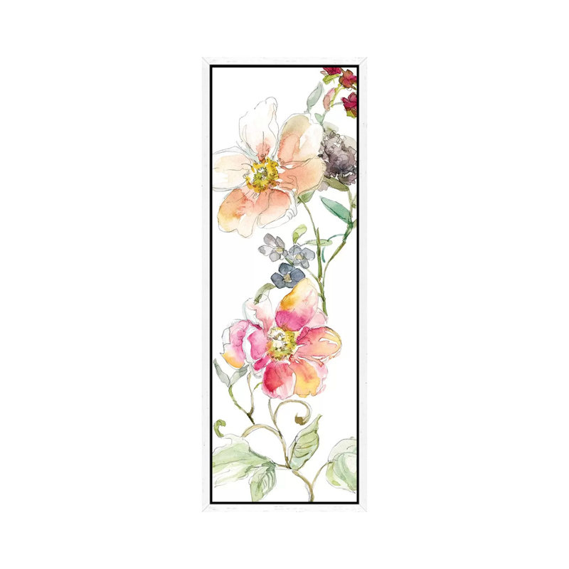 Trailing Blooms II by Carol Robinson - Panoramic Print on Canvas, White Framed, 30.48 cm H x 91.44 cm W