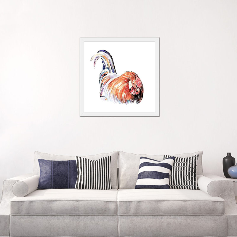" Rooster " by EdsWatercolours, White Paper, White, 24'' H x 24'' W x 1'' D