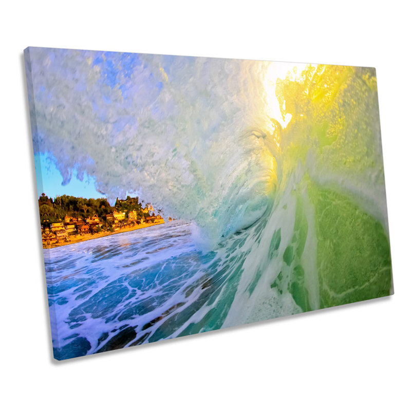 Crashing Beach Wave Aqua - Wrapped Canvas Print, 30.5cm H x 45.7cm W x 2cm D