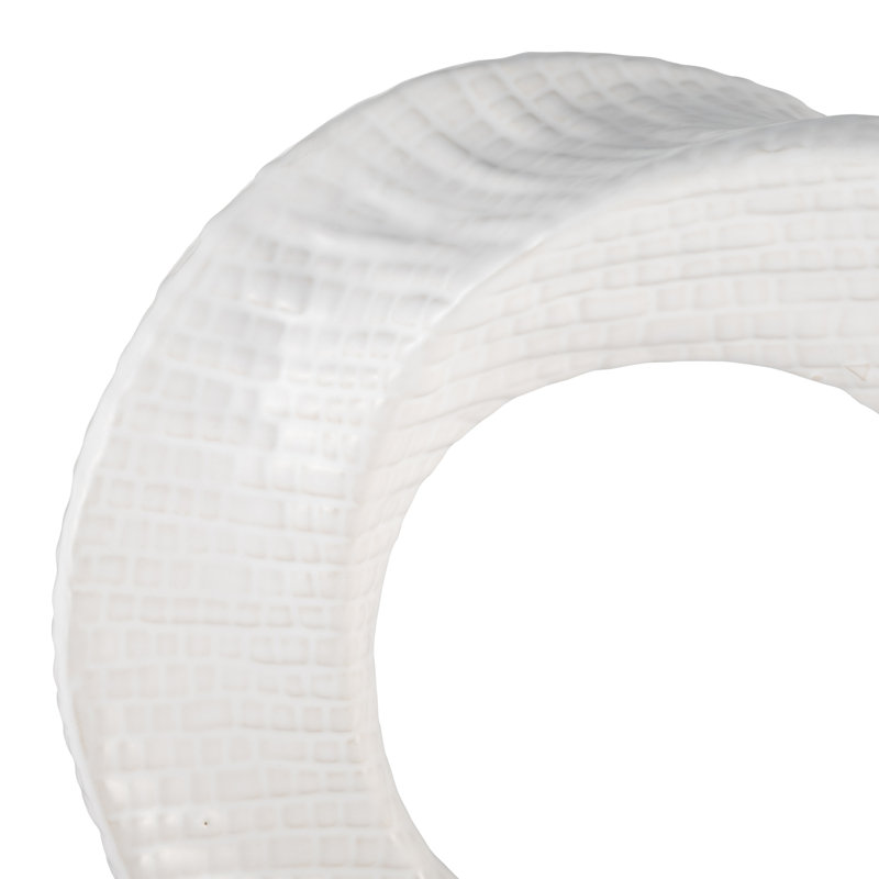 Objet de décoration abstrait en céramique Elysia, H 10 po x l 10 po x P 3 po, Blanc