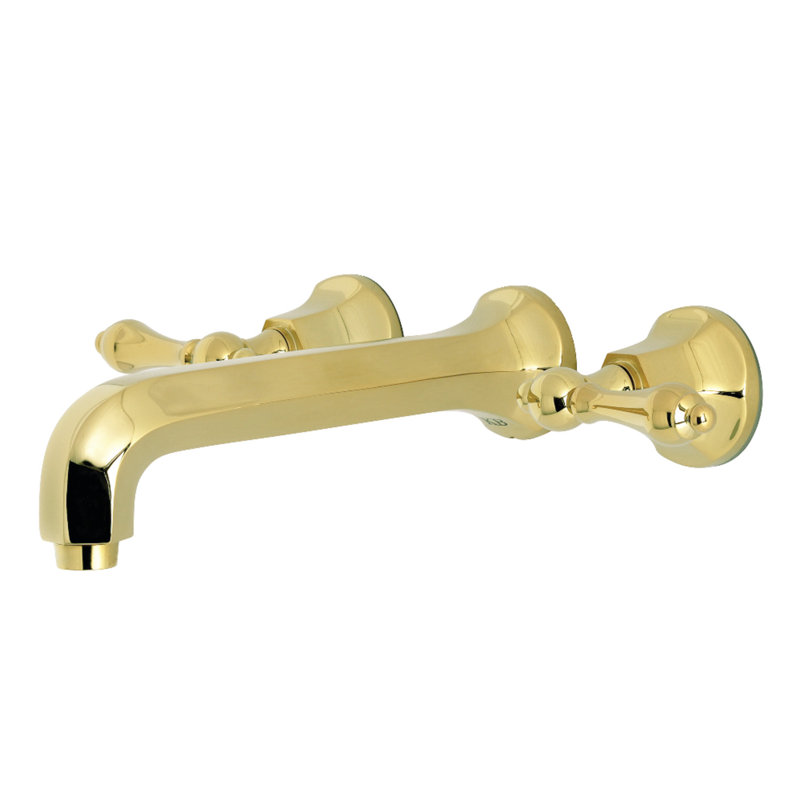 Kingston Brass Metropolitan Two-Handle 3-Hole Wall Mount Roman Tub Faucet, Polished Brass