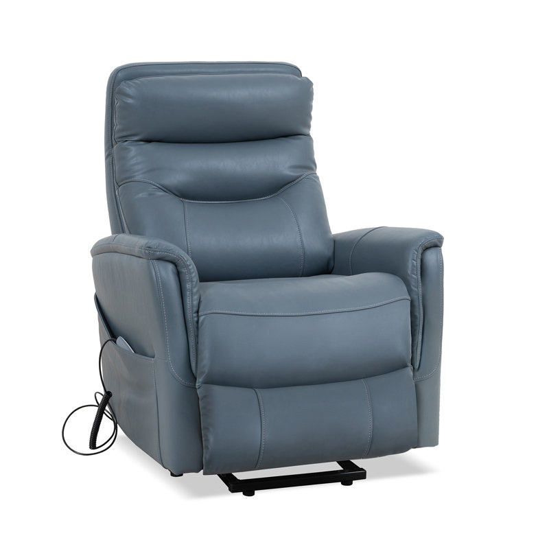 Akeelah 33" Power Lift Recliner with Articulating Headrest with Flared Arms, Softy Azure, Polyester Blend
