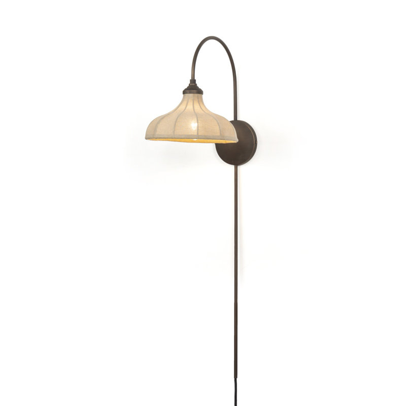Winslet 1 - Light Armed Sconce, Tan Linen, Light Oil Rubbed Bronze
