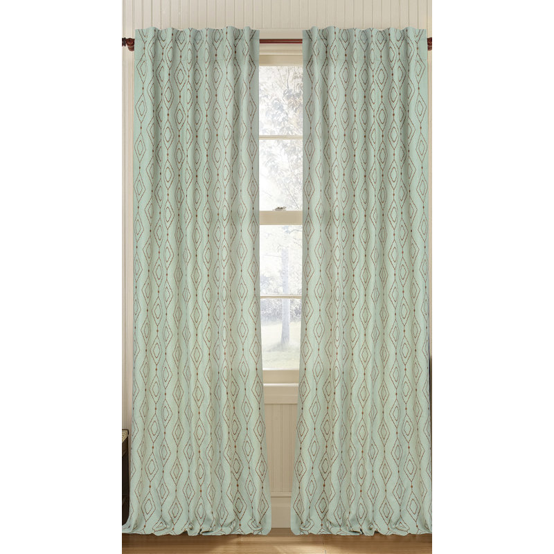 Linen Semi Sheer Curtain Single Panel, 50" W x 96" L, Charlotte Blue