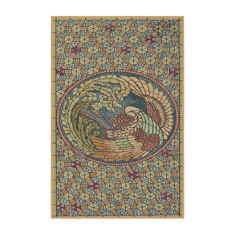 Tapis vert/brun à motif sea, Rectangle 4 pi x 6 pi