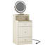 Meuble-lavabo 3 en 1 avec miroir et fonction de charge, rangement à 2 tiroirs, tabouret rembourré, tiroirs de coiffeuse jaunes, miroir, station de rangement, configuration compacte