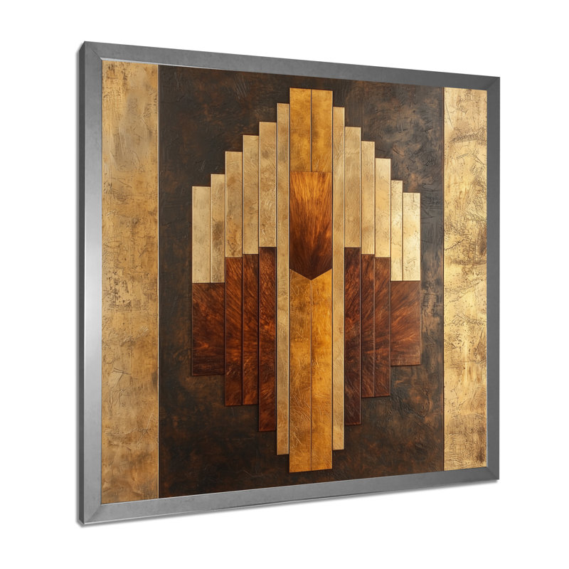 Mosaique noyer formes essentielles V - Art abstrait déco, H 36 po x l 36 po, Reproduction encadrée d'une seule photo