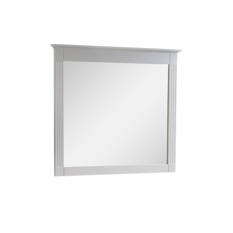 Modern 33'' H Bathroom Rectangular Solid Wood Framed Mirror, 33" x 38", Titainum Gray