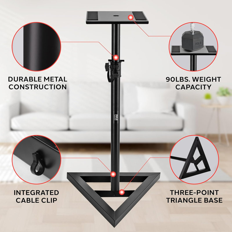 Speaker Stand Pair of Sound - Play 1 and 3 Holder, Telescoping Height Adjustable from 26” - 52” Inch