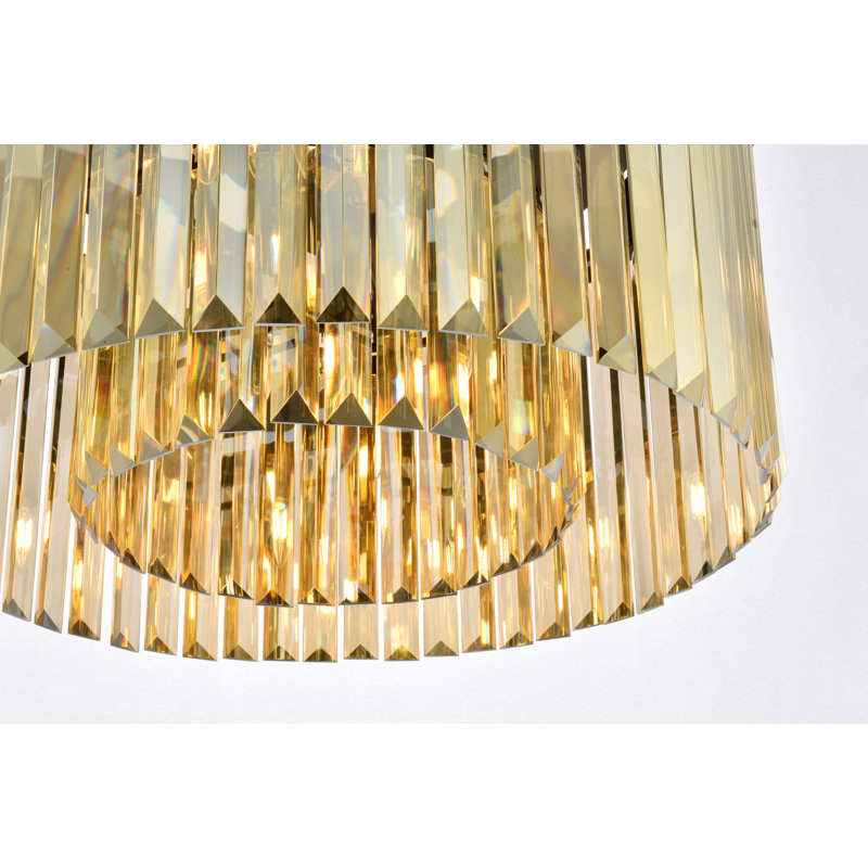 Yazmin Crystal Flush Mount, Matte Black, Smoky