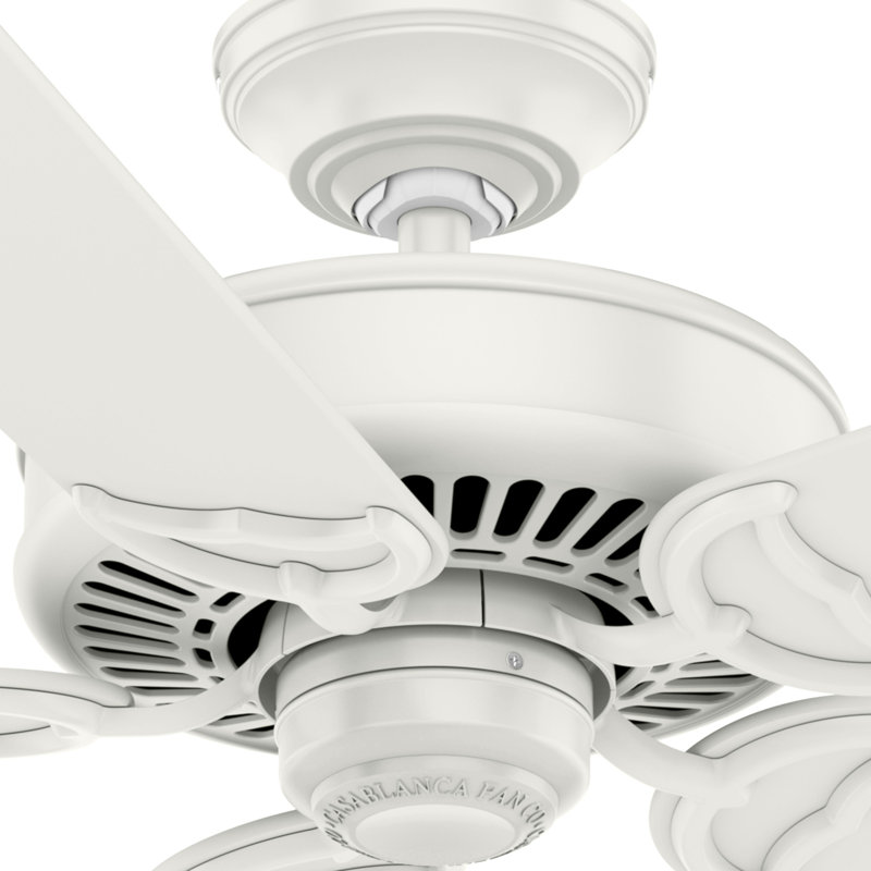 54" Panama 5 - Blade Standard Ceiling Fan with Wall Control, White