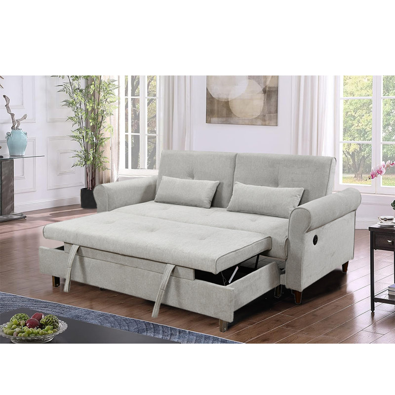 Jillan Upholstered 77'' Sleeper Sofa, Gray Polyester Blend