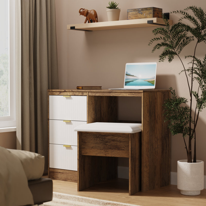 Bicknas Dressing Table, White/Oak