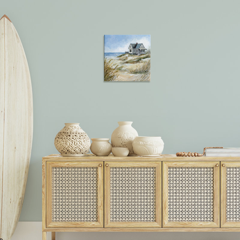 Maison sur la plage, art mural par Susan Winget, H 17 po x l 17 po