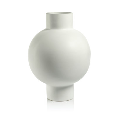 Grand vase en grès blanc de 18 po Juawan