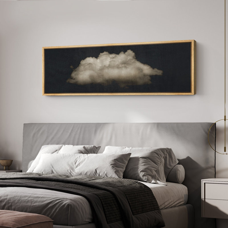 Nuage «Moody Black Modern Minimalist Neutral Artwork» - très grande impression sur toile encadrée, Naturel, H 20 po x l 60 po