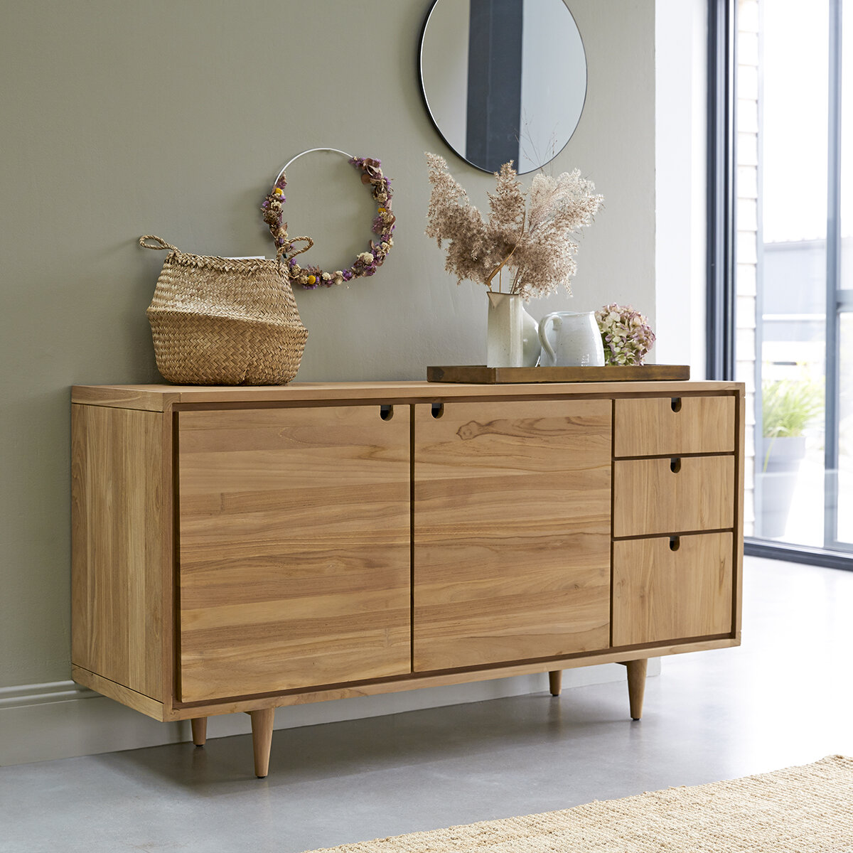 Solid teak chest of drawers with 3 drawers - Living room furniture -  Tikamoon