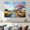 Pissenlits Vangogh dans la prairie I - Art mural traditionnel bleu 2 panneaux