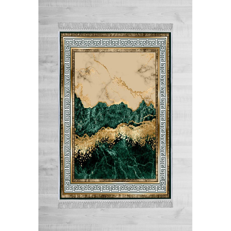 Luxurious Velvet Area Rug, 5.9 x 9.2 Feet | 100% Velvet Fabric, 100% Cotton Sole, 0.4 in Pile Height | Antibacterial, Non-Slip, Machine Washable | Elegant 3D Digital Print for Living Room & Bedroom Decor