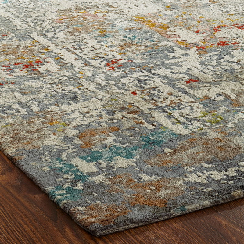 Hand Knotted Abstract Area Rug, Rectangle 12' x 15'