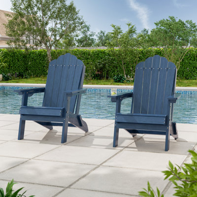 Heavy Duty HDPE Folding Adirondack Chair 350 lbs Capacity, Outdoor Adirondack Chair With Cup Holder for Patio, Lawn and Balcony