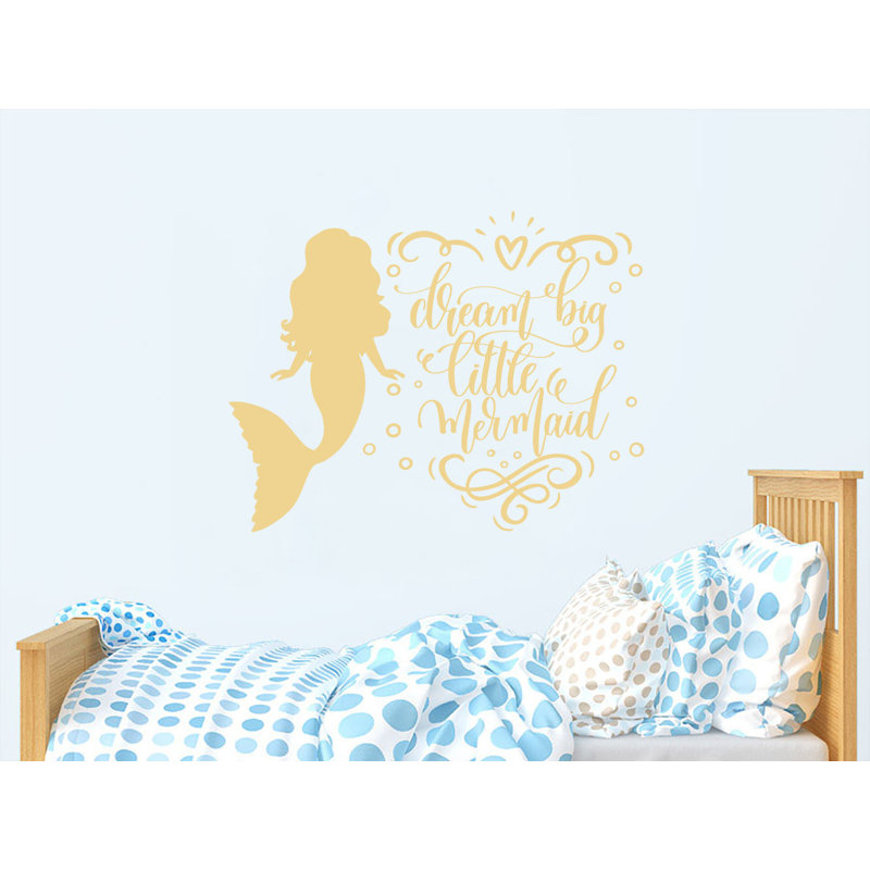 Autocollant mural Dream Big Little Mermaid, Crème