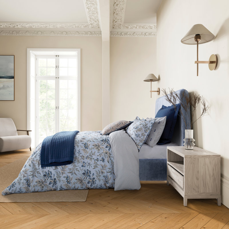 Lorelei Cotton Duvet Cover Set, Super King Duvet Cover + 2 Pillowcases