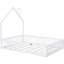 Lit double rustique en bois blanc avec garde-corps