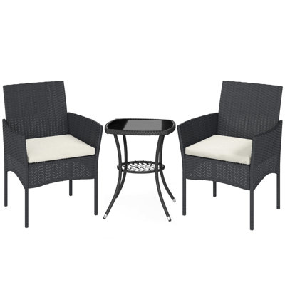Wicker and Steel Patio Dining Set Table,