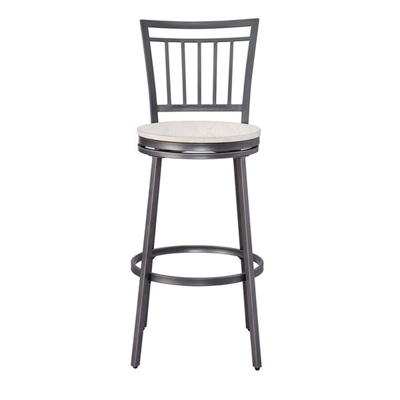 Kanagy Swivel Counter Stool with Metal Frame, Bar Stool (30" Seat Height), Whitewashed