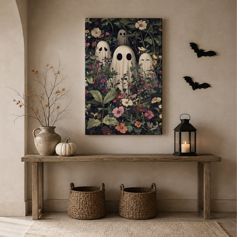 Art mural sur toile Halloween fantômes blancs, H 48 po x l 32 po