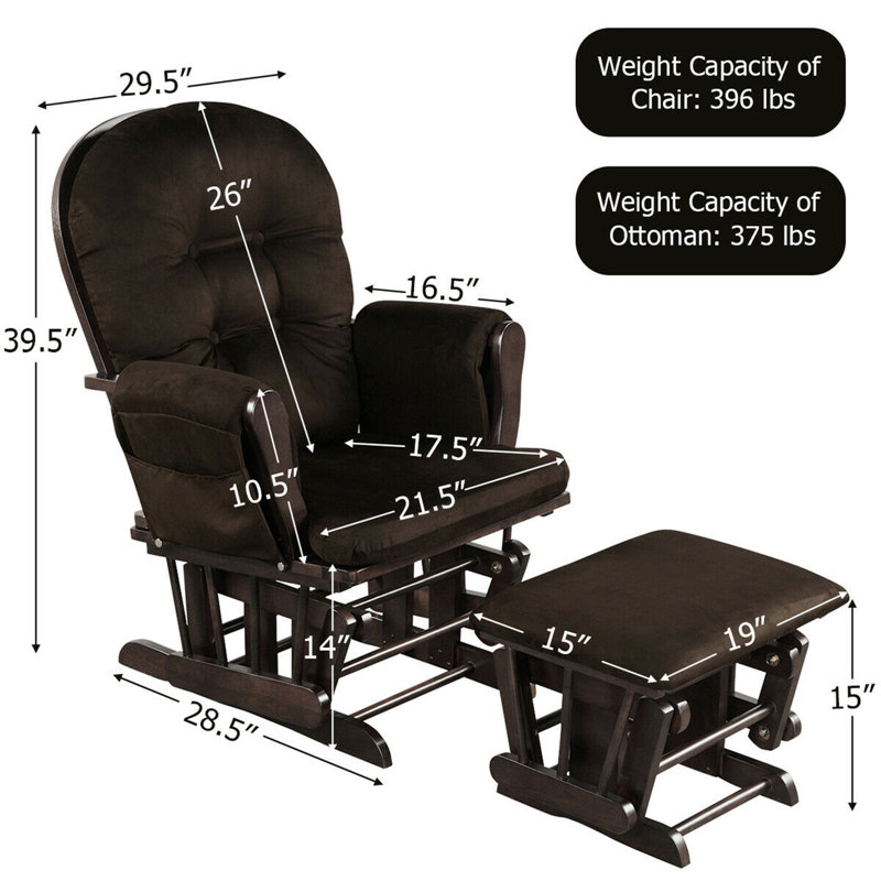Fauteuil oscillant inclinable avec repose-pieds Boxwell Harriet Bee, Brun