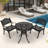 Baze 3 Piece Outdoor Patio Retro Round Cast Aluminum Dining Table and 2 Cast Aluminum Chairs Set-1017114033