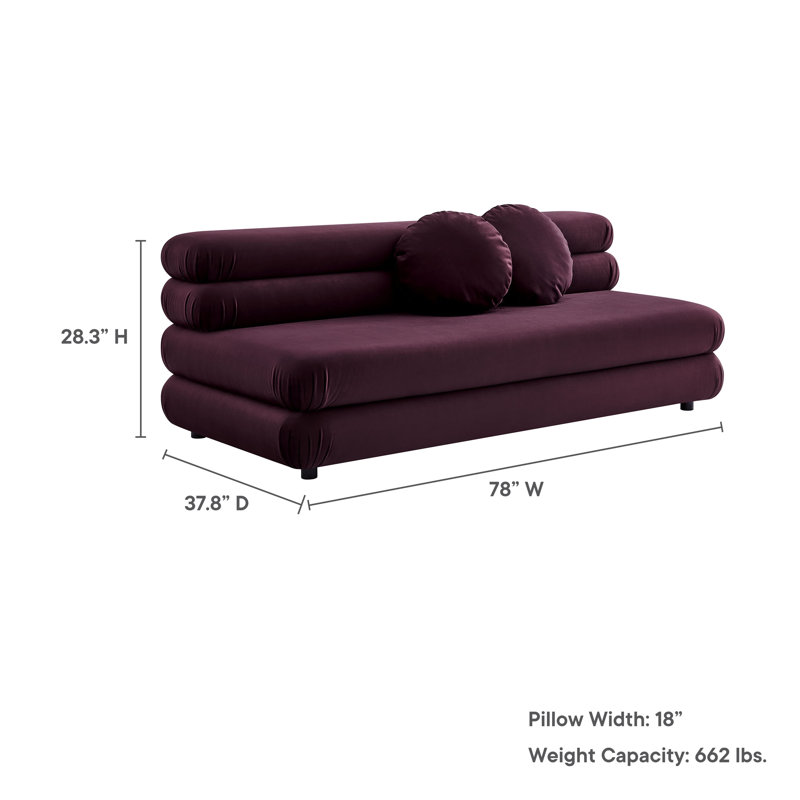 Jubilee Modular Performance Velvet Armless Loveseat, Mulberry