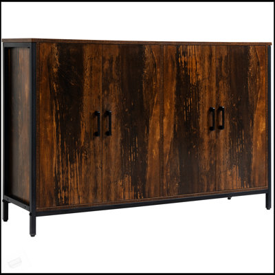 Buffet industriel avec tablettes réglables pour un rangement polyvalent et esthétique rustique, idéal pour la cuisine et le salon