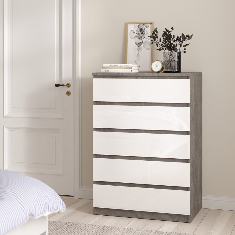 Parley 77cm W 5 - Drawer Chest of Drawers, White