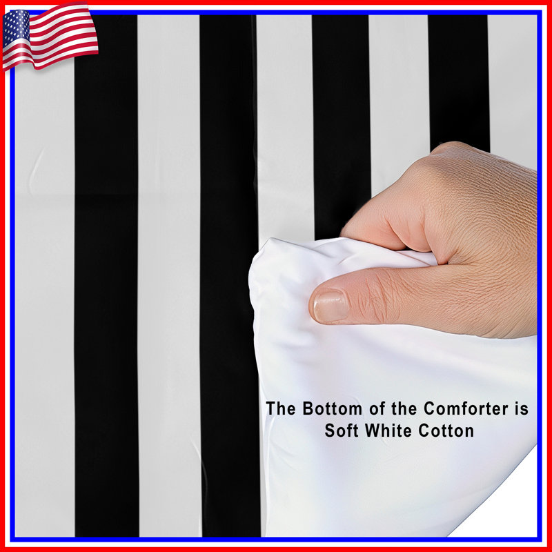 Black White Stripes Comforter, King