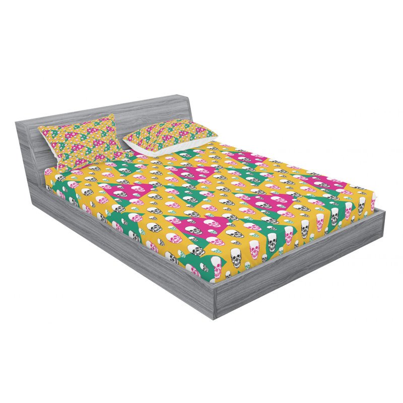 Microfiber Geometric Sheet Set, Full Sheet Set with Fitted Sheet