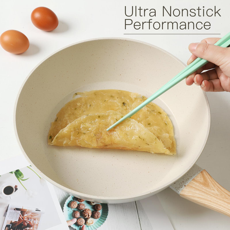 16PCS Pots And Pans Set Non Stick Cookware Set Nonstick With Cooking Set (White, 16Pieces)